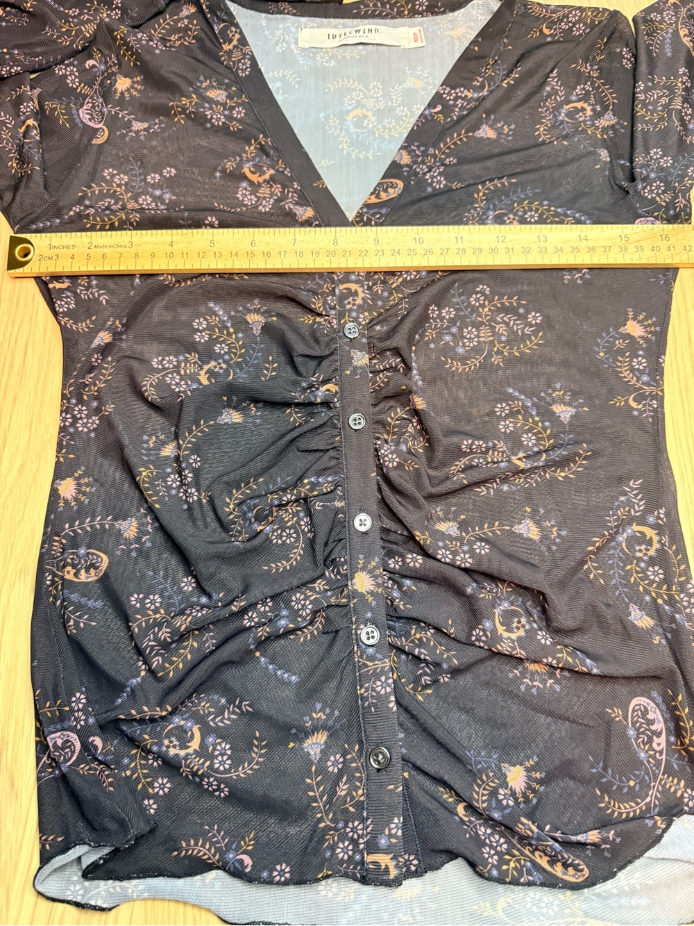 IDYLLWIND Miranda Lambert V Neck Paisley Bell Sleeves Button DownSheer Size M - Picture 11 of 14